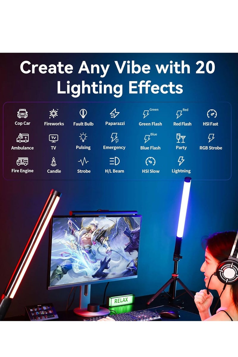 Ulanzi VL119 Handheld Light Wand, 360° RGB LED Video Light for Photography, 2600mAh Rechargeable Tube Light for Video Shooting, 2500-9000K Dimmable Camera Light with LCD - Image 4