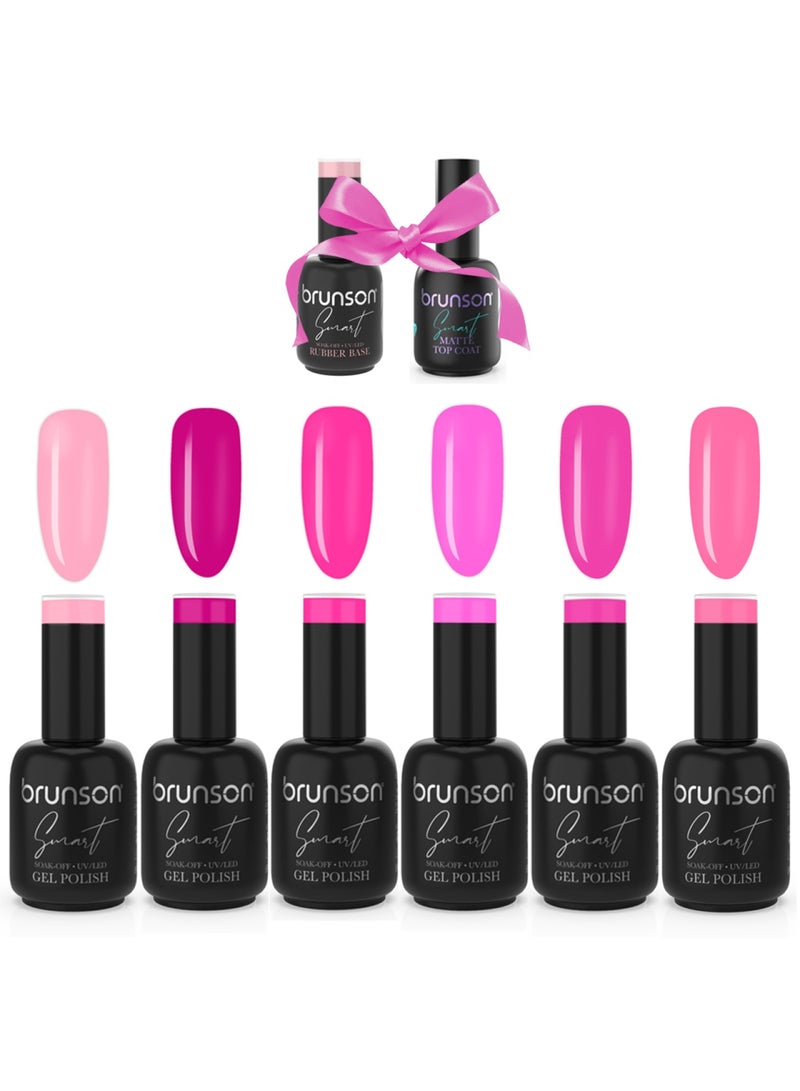 Brunson Smart Gel Nail Polishes Valentine Pink Love Collection BSVPL