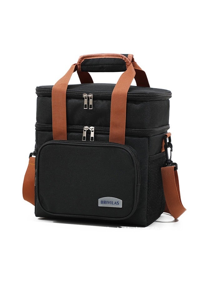 Double layer bento bag for crossbody, Black 
