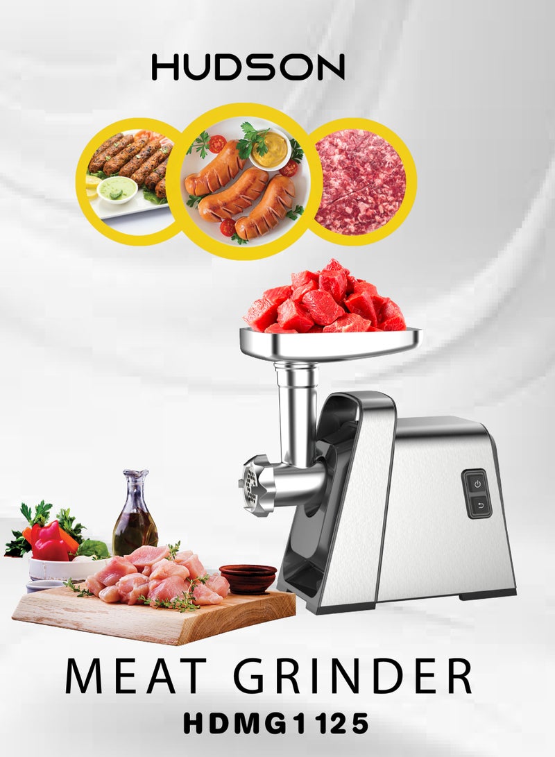 Hudson Stainless Steel Meat Grinder 1800W, 198r/Min Rotation Speed & 238lbs Meat Output Per Hour HDMG1125 - Image 5