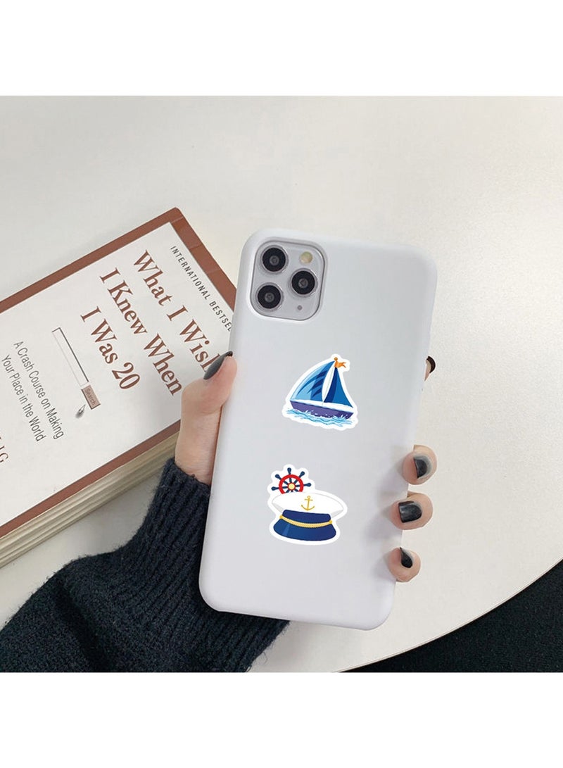 100 قطعة من ملصقات القوارب الشراعية البحرية لزجاجات المياه والكمبيوتر المحمول والأمتعة والمجلات ودفاتر القصاصات، ملصقات كرتونية من الفينيل المقاوم للماء للأطفال والمراهقين والأولاد - Image 5