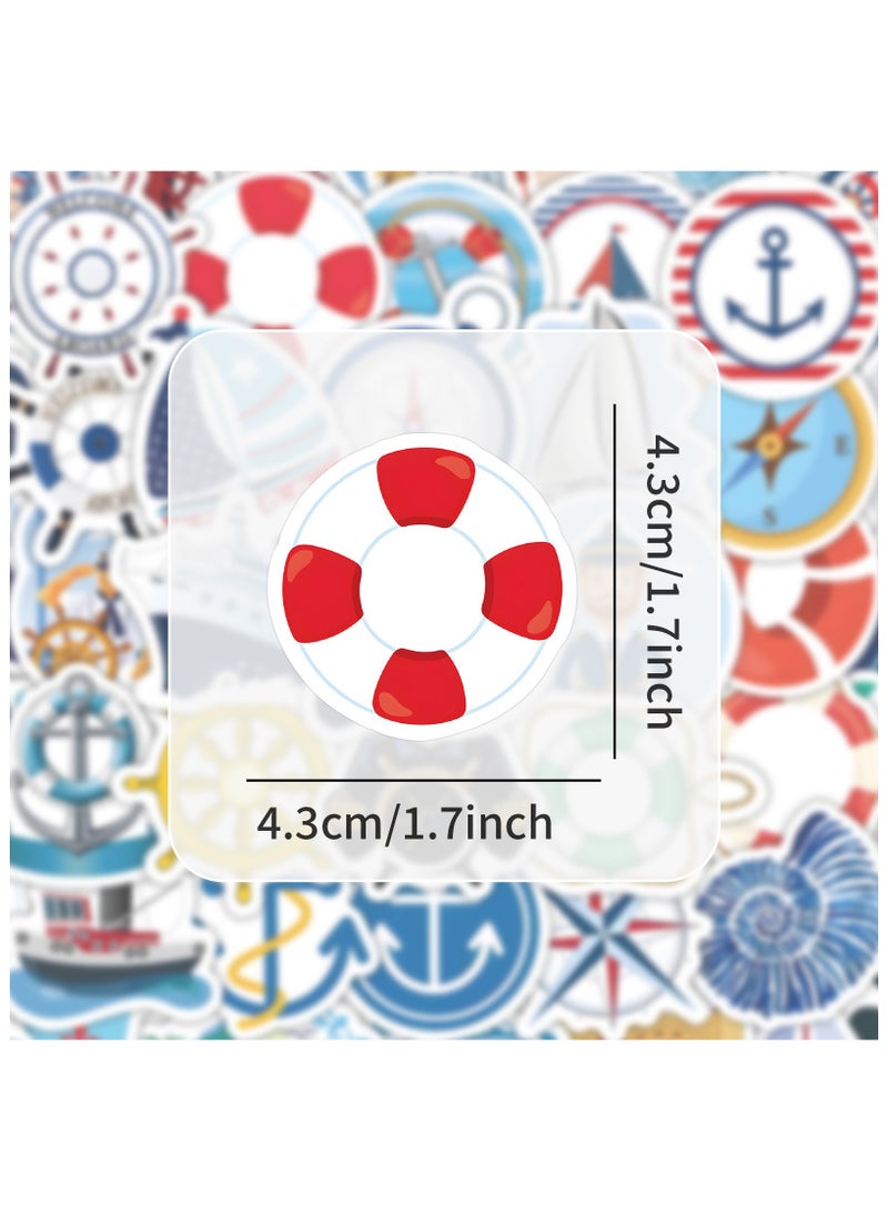 100 قطعة من ملصقات القوارب الشراعية البحرية لزجاجات المياه والكمبيوتر المحمول والأمتعة والمجلات ودفاتر القصاصات، ملصقات كرتونية من الفينيل المقاوم للماء للأطفال والمراهقين والأولاد - Image 2