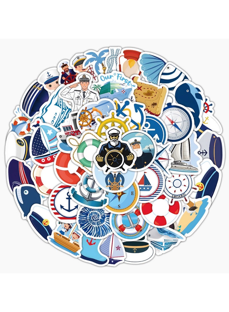 100 قطعة من ملصقات القوارب الشراعية البحرية لزجاجات المياه والكمبيوتر المحمول والأمتعة والمجلات ودفاتر القصاصات، ملصقات كرتونية من الفينيل المقاوم للماء للأطفال والمراهقين والأولاد - Image 4