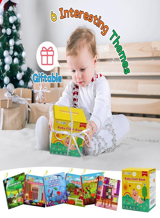 Dr.Rapeti Soft Cloth Books Baby Books Bath Books 6-Pack for Baby Infant Toddler Kids Crinkle Squeaky Washable Chewable Non-Toxic Early Educational Giftable - Image 5