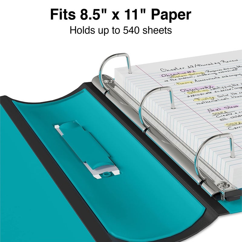 Staples Better Binder 2-Inch D-Ring View Binder, Reinforced Spine, Holds Up to 540 Sheets, Teal, for Office & School - Image 4