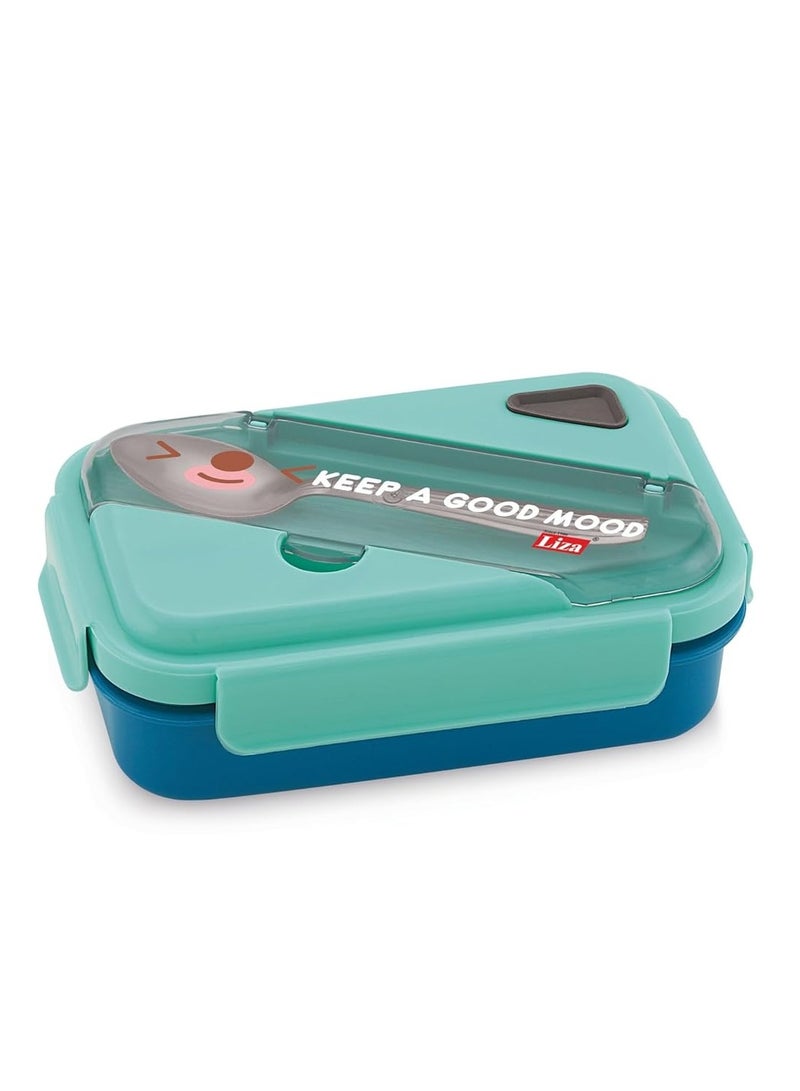 LUCIDO Kids Meal 2 Compartment Stainless Steel Tiffin Lunch Box for Kids Blue - Image 1