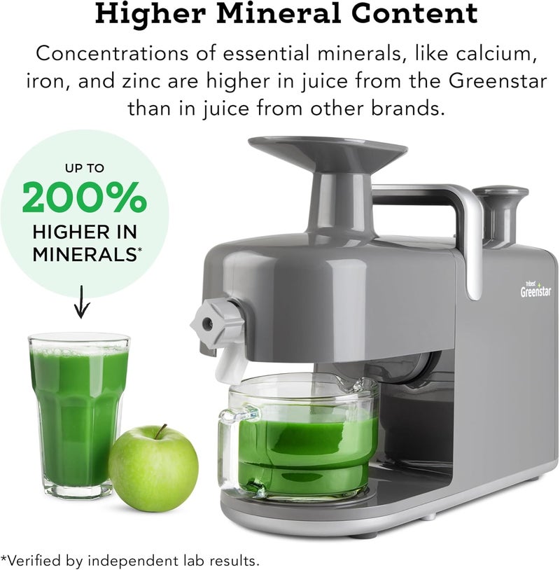 Tribest Tribest Greenstar 5 GS5 All Stainless Steel Twin Gear Cold Press Masticating Juicer with Easy Clean Housing Screen Cleaning Tool and Glass Pitcher Gray  - Image 3