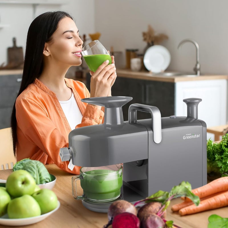 Tribest Tribest Greenstar 5 GS5 All Stainless Steel Twin Gear Cold Press Masticating Juicer with Easy Clean Housing Screen Cleaning Tool and Glass Pitcher Gray  - Image 2