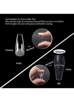 brunson False Nail Tips Softgel Extension Clear Long Coffin 550 Pieces SGT01  - Image 4