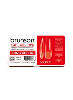 brunson False Nail Tips Softgel Extension Clear Long Coffin 550 Pieces SGT01  - Image 1