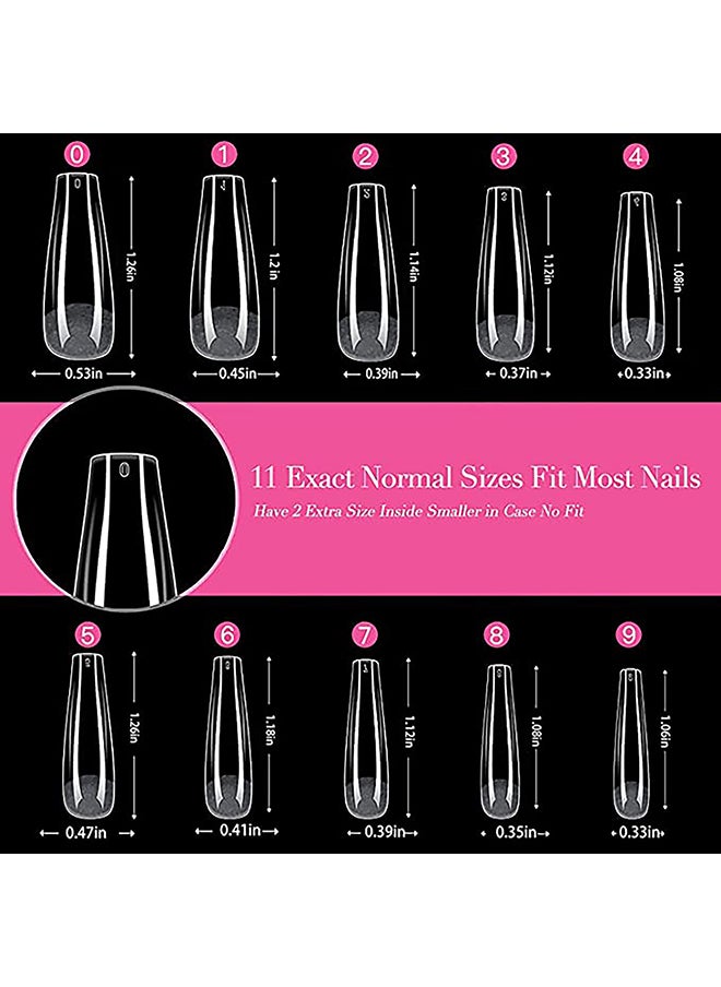 brunson False Nail Tips Softgel Extension Clear Long Coffin 550 Pieces SGT01  - Image 5