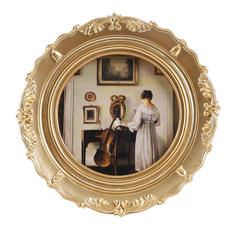 LIHOLO Small Vintage Picture Frames 4x4 Ornate Gold Round Antique Picture Frames for Tabletop and Wall Mount Decorative Gallery Wall Decor Retro Home Decor - Image 1