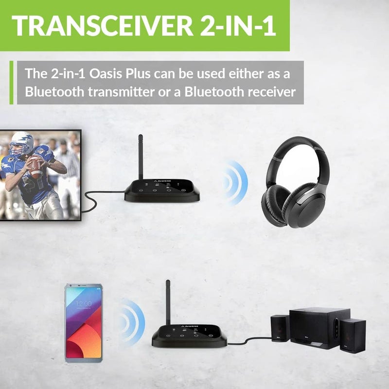 Avantree Oasis Plus - Bluetooth Transmitter & Receiver for TV, Easy to Install, Soundbar PassThrough, aptX Low Latency & HD Audio Adapter for 2 Headphones - Image 5