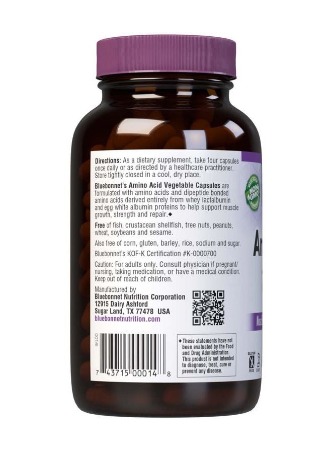 Bluebonnet كبسولات فيتامين الأحماض الأمينية 750 ملغ من بلو بونيت، بيضاء، 180 عدداً - Image 3