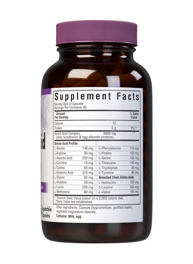 Bluebonnet كبسولات فيتامين الأحماض الأمينية 750 ملغ من بلو بونيت، بيضاء، 180 عدداً - Image 2
