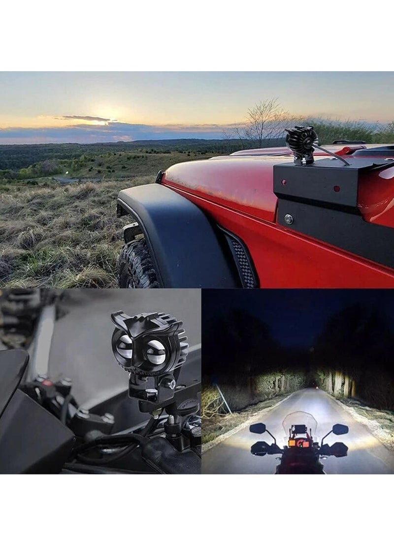 Owl Design 2 lens LED lantern flashlight extra light projector, yellow and white beam with off-road flicker, suitable for cars, bicycles, mopeds, scooters, trucks-one piece