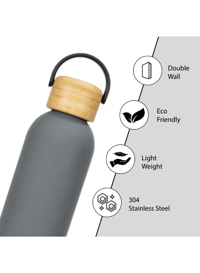 Hydrobrew Double Wall Stainless Steel Water Bottle 500ML  - Grey - Image 3