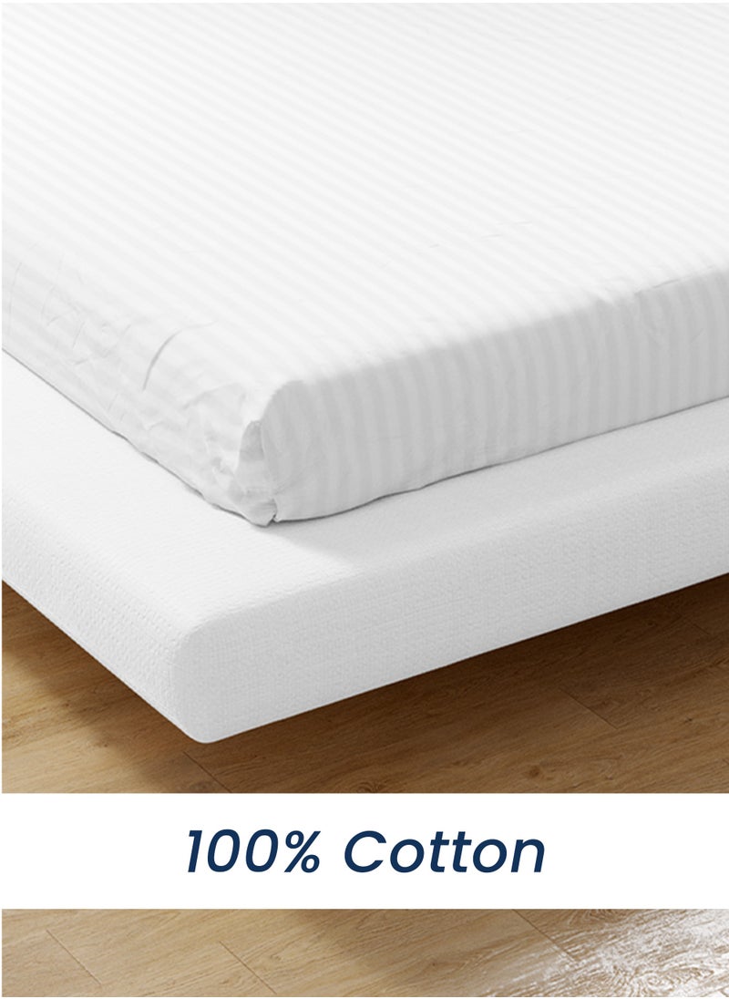 American Linen Single Fitted Sheet 100% Cotton 200 Thread Count Breathable Bedding Sheet Comfortable Bed Sheets For Bedroom  100 x 200 cm White  - Image 2