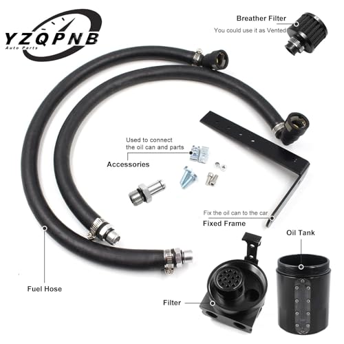 YZQPNB Oil Catch Can Passenger Side Oil Separator Tank with Breather Filter, Sight Glass Fits Ford F150 5.0L/2.7EB/3.5EB 2011-2023, Raptor 3.5L Ecoboost 2017-2023, Expedition 3.5L EcoBoost 2018-2023 - Image 3