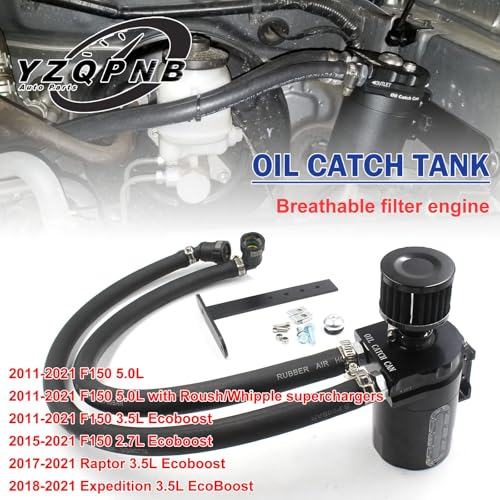 YZQPNB Oil Catch Can Passenger Side Oil Separator Tank with Breather Filter, Sight Glass Fits Ford F150 5.0L/2.7EB/3.5EB 2011-2023, Raptor 3.5L Ecoboost 2017-2023, Expedition 3.5L EcoBoost 2018-2023 - Image 5