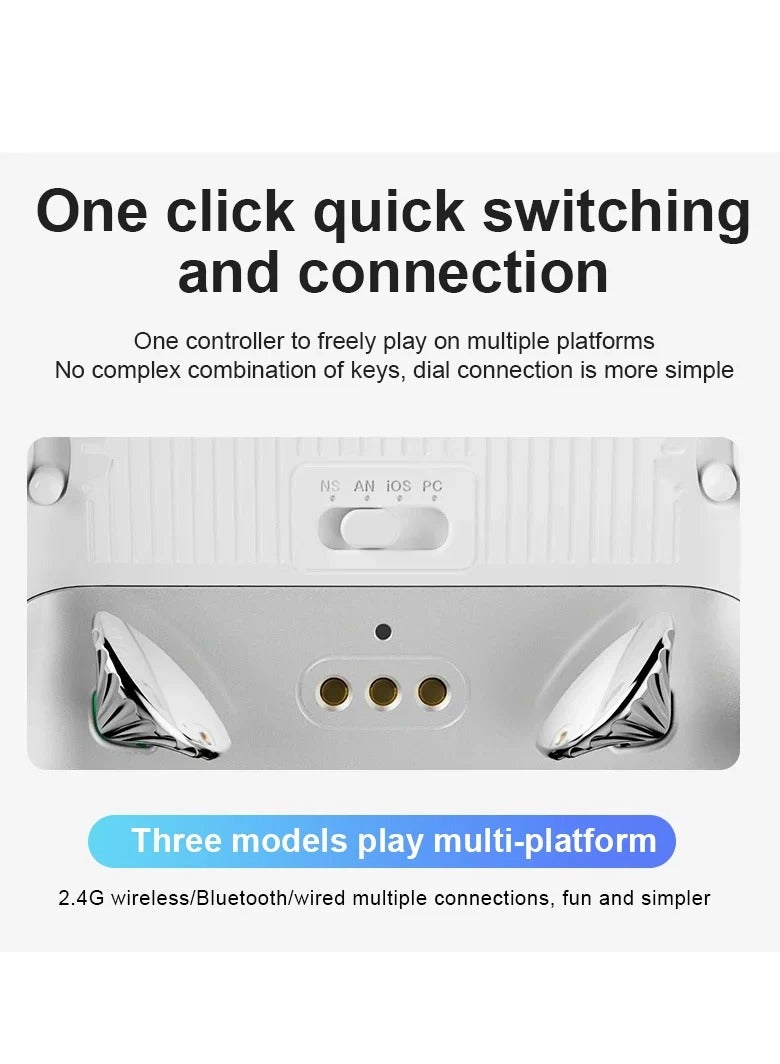 وحدة تحكم ألعاب لاسلكية بتقنية البلوتوث مع عصا تحكم بتأثير هول لأجهزة الكمبيوتر الشخصية/NS/Android/IOS باللونين الأبيض والأخضر - Image 5