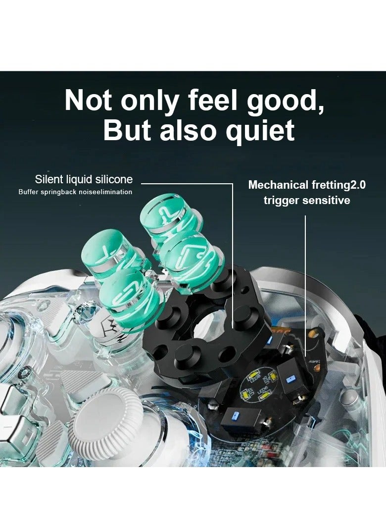 وحدة تحكم ألعاب لاسلكية بتقنية البلوتوث مع عصا تحكم بتأثير هول لأجهزة الكمبيوتر الشخصية/NS/Android/IOS باللونين الأبيض والأخضر - Image 2