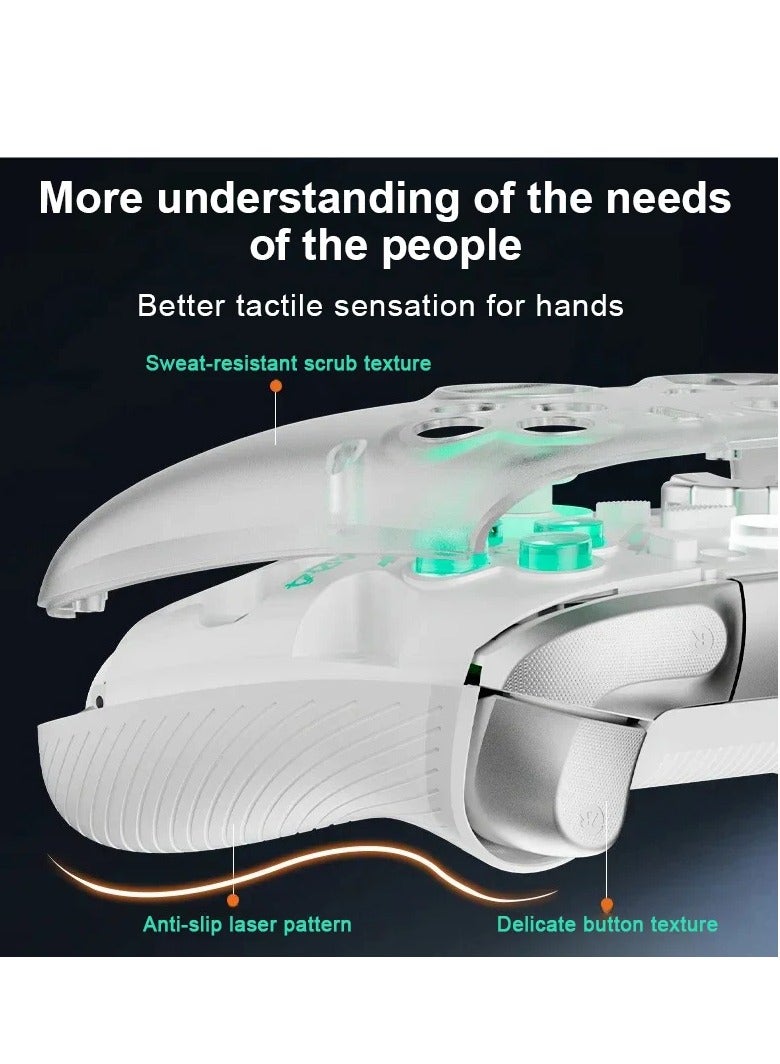 وحدة تحكم ألعاب لاسلكية بتقنية البلوتوث مع عصا تحكم بتأثير هول لأجهزة الكمبيوتر الشخصية/NS/Android/IOS باللونين الأبيض والأخضر - Image 4