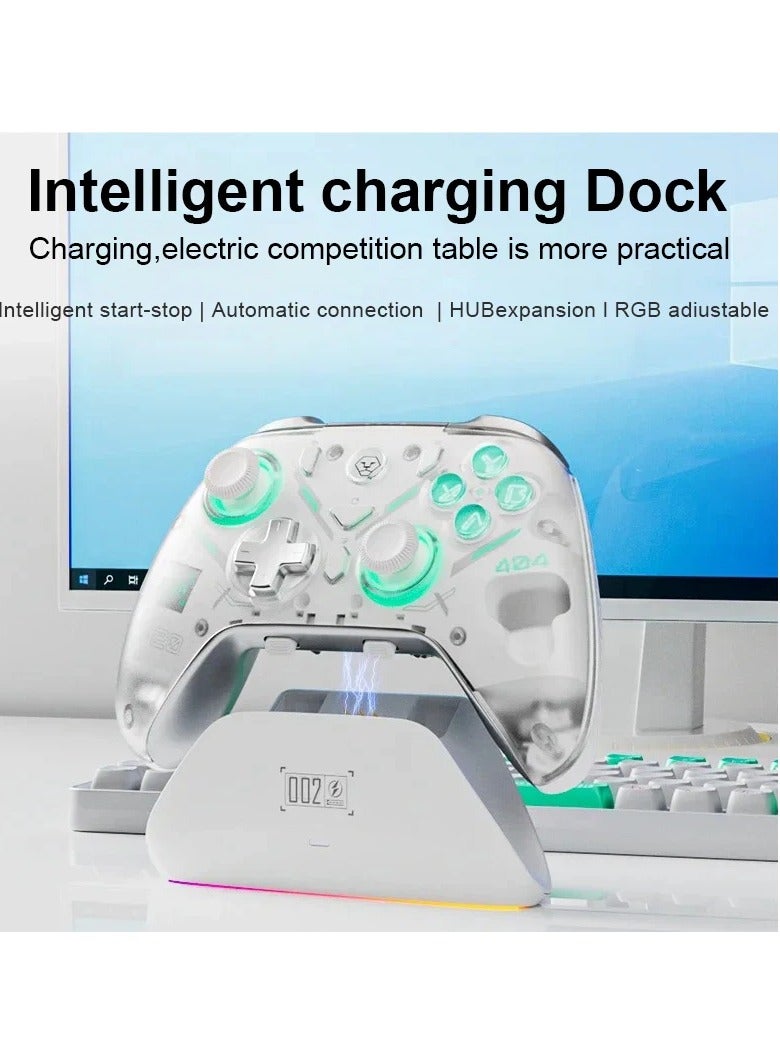 وحدة تحكم ألعاب لاسلكية بتقنية البلوتوث مع عصا تحكم بتأثير هول لأجهزة الكمبيوتر الشخصية/NS/Android/IOS باللونين الأبيض والأخضر - Image 3