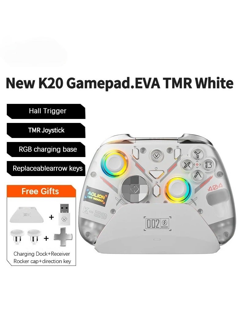 وحدة تحكم ألعاب لاسلكية بتقنية البلوتوث مع عصا تحكم بتأثير هول لأجهزة الكمبيوتر الشخصية/NS/Android/IOS باللونين الأبيض والأخضر - Image 1