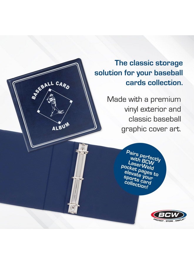 BCW Supplies Baseball 3" Album - Blue | Premium Durable Binder for 90 Baseball Cards Heavy-Duty D-Ring, Lasting Durability, and Classic Display | Ideal for Collectors, Storage, and Card Protection - Image 2