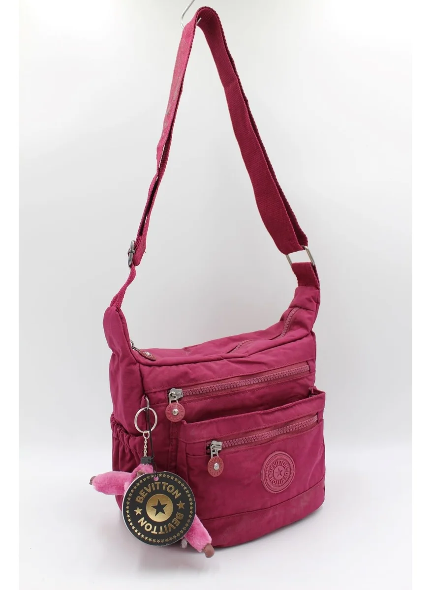 Bevitton Claret Red Color Clinkir Light Fabric 8 Compartment Crossbody Messenger Shoulder Bag / 3100