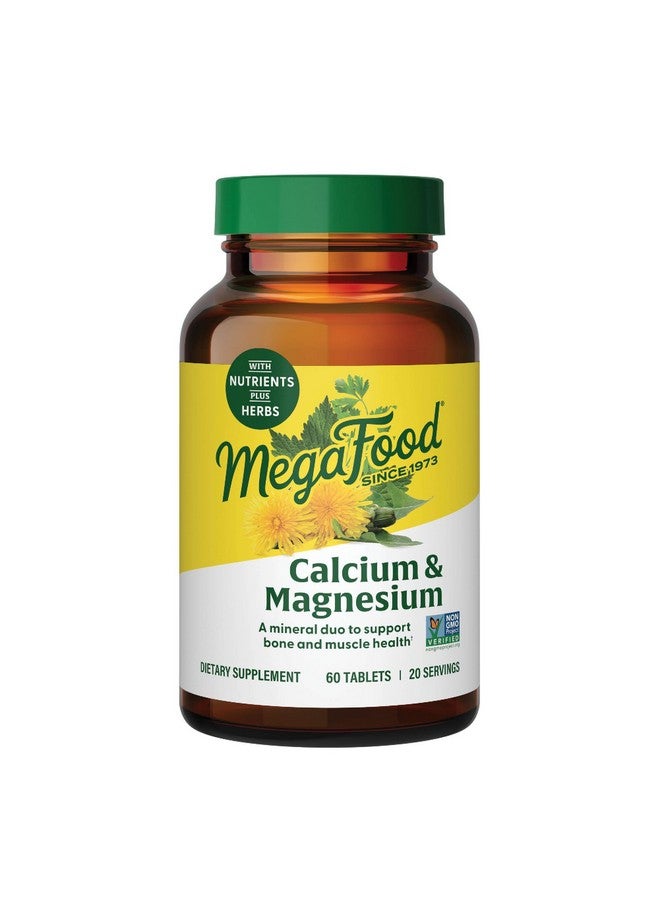 MegaFood Calcium Magnesium Supplement - with Fermented Magnesium Glycinate - Supports Bone Health & Heart Health - Calcium & Magnesium Supplement for Men & Women - Non-GMO - 60 Tabs (20 Servings) - Image 1