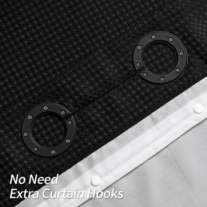 MitoVilla No Hooks Needed Black Waffle Shower Curtain Set with Snap-in Liner  Modern Waffle Weave Heavy Duty Fabric Cloth Shower Curtain for Luxury Neutral Hotel Spa Bathroom Decor  72 x 74 - Image 3