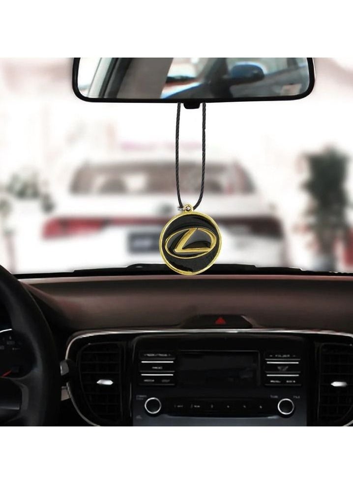ليكساس LEXUS شعار سيارة شعار سيارة مرآة معلقة قلادة معدنية صغيرة سيارة الديكور سلسلة مع شعار لكزس 1 قطعة  - Image 2