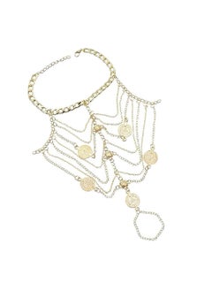 l&wen Gold Ankle Bracelet for Women, Waterproof Exotic Multilayer Anklet, Beach Summer Retro Palace Style Foot Accessories, Cosplay Headwear Costume, Foot Anklets Jewelry For Gift 