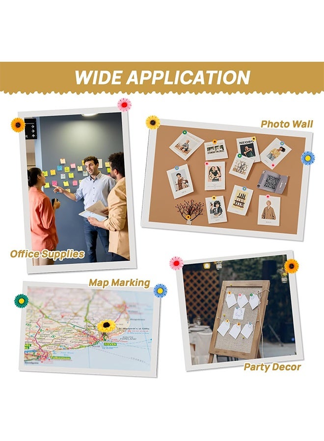 Push Pins for Bulletin Board - 20PCS Cute Thumb Tacks Flower Thumbtacks 5 Colors Decorative Push Pins for Corkboard, Photo Wall, Map, Office School Home Decoration, Pushpins with Plastic Storage Case - Image 4