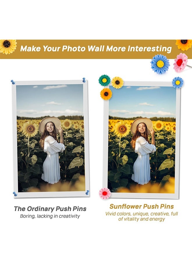 Push Pins for Bulletin Board - 20PCS Cute Thumb Tacks Flower Thumbtacks 5 Colors Decorative Push Pins for Corkboard, Photo Wall, Map, Office School Home Decoration, Pushpins with Plastic Storage Case - Image 3