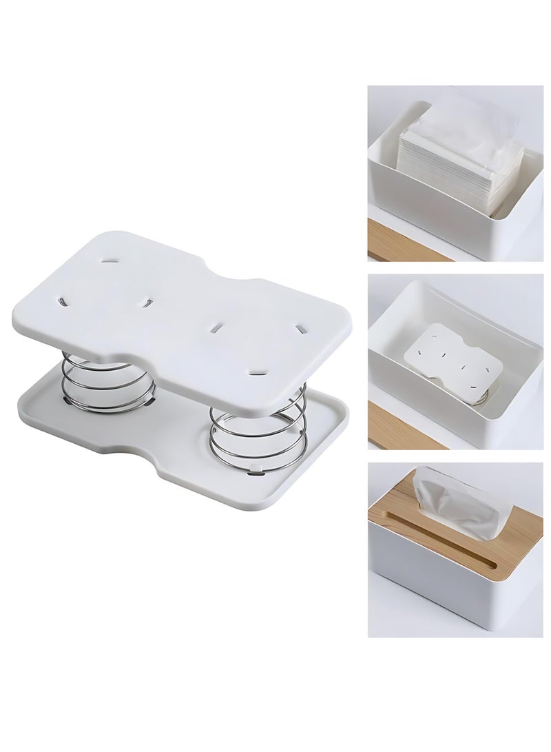 دعامة زنبركية لصندوق المناديل، حاملة مناديل بزنبرك أوتوماتيكي لرفع المناديل المتبقية، لون أبيض، 2 قطعة - Image 3