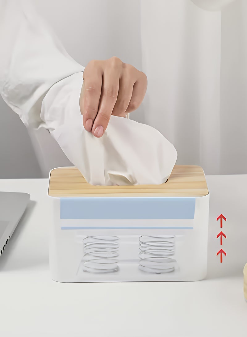دعامة زنبركية لصندوق المناديل، حاملة مناديل بزنبرك أوتوماتيكي لرفع المناديل المتبقية، لون أبيض، 2 قطعة - Image 4