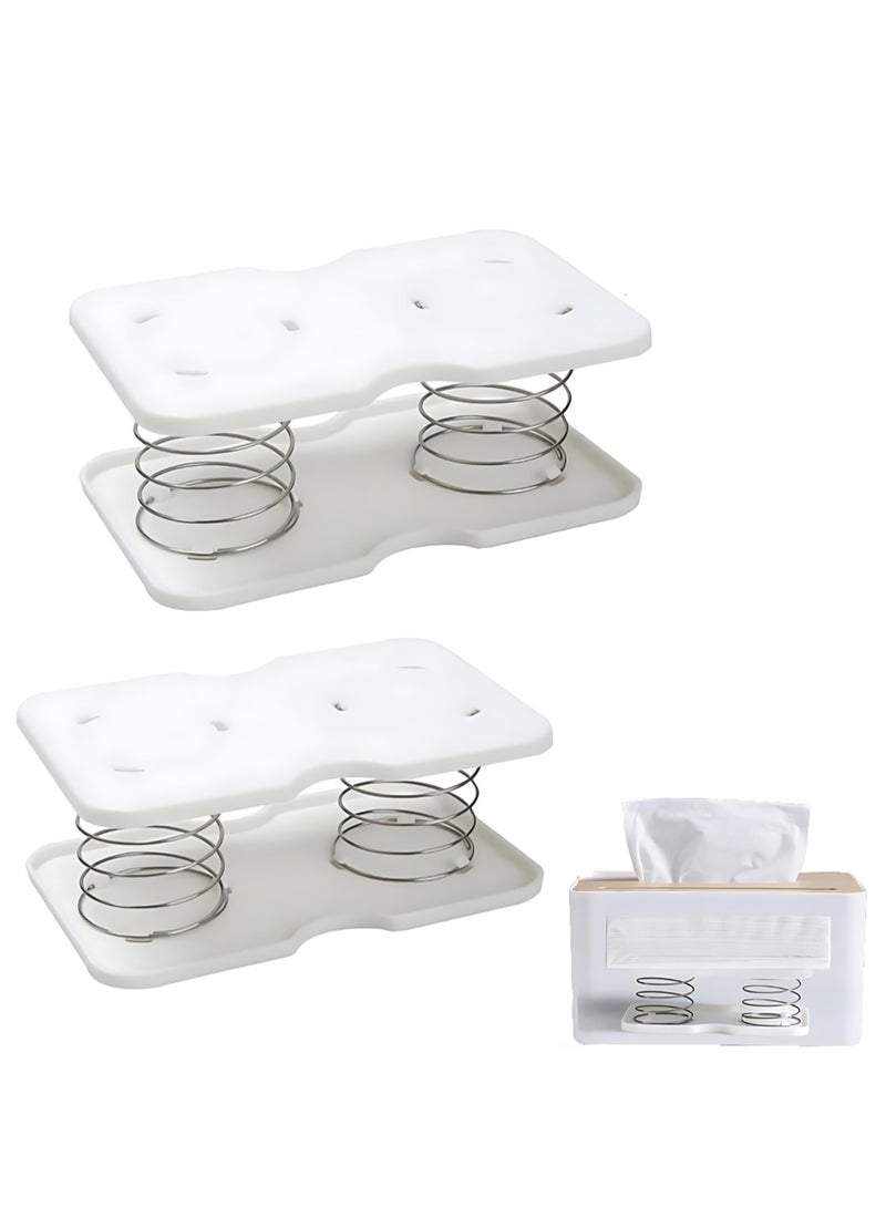 دعامة زنبركية لصندوق المناديل، حاملة مناديل بزنبرك أوتوماتيكي لرفع المناديل المتبقية، لون أبيض، 2 قطعة - Image 1