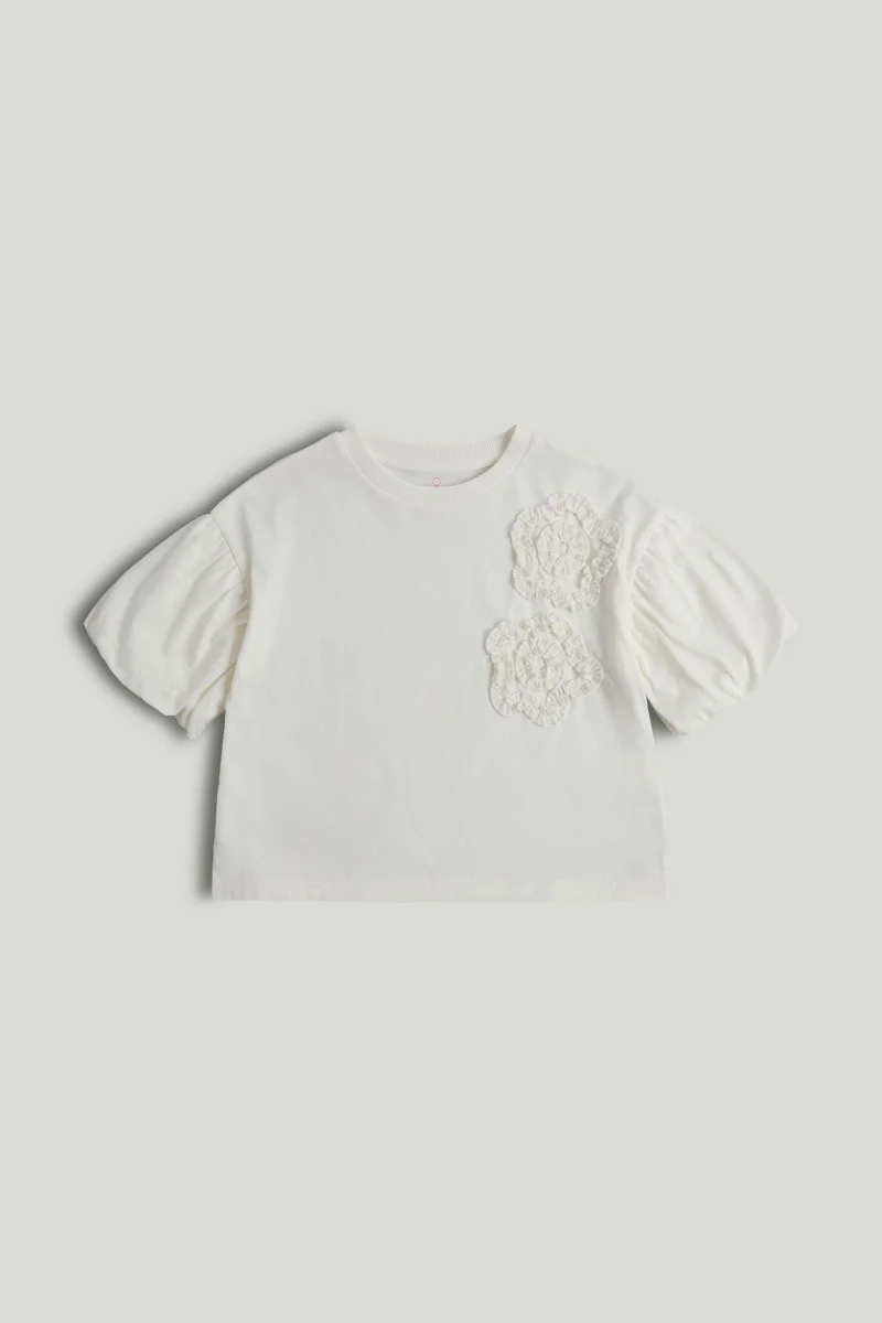 mothercare White Flower T-Shirt