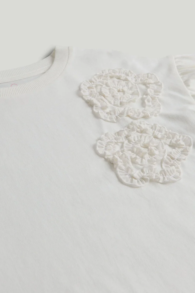 mothercare White Flower T-Shirt