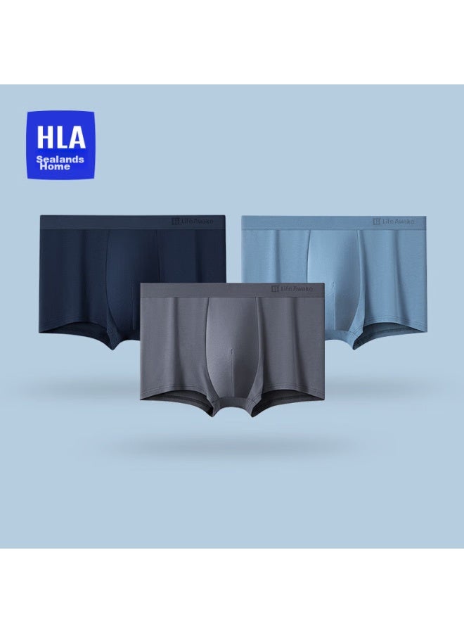 Hla Men's Pure Cotton Underwear, Summer Antibacterial With Mulberry Silk, Large Size Men's Boxer Briefs, 3-pack - Image 1