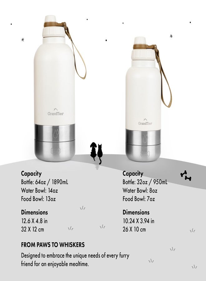 GrandTies Insulated Portable Dog Water Bottle with 2 Detachable Water Bowl Dispenser | Leak-Proof Dog Food Travel Container | Accessories for Dogs Walking, Hiking, Camping (32oz, Ivory White) - Image 5