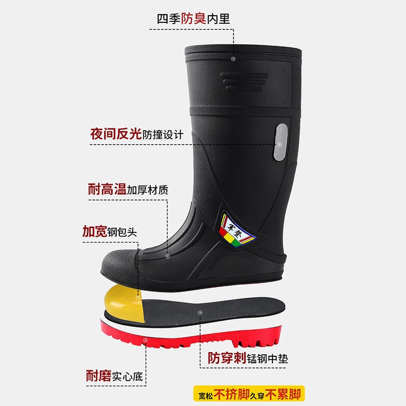 Export Steel Head Steel Bottom Construction Site Labor Protection Rain Boots Anti-Smashing Anti-Puncture Anti-Impact Protection Water Shoes High Tube Wear-Resistant - Image 5