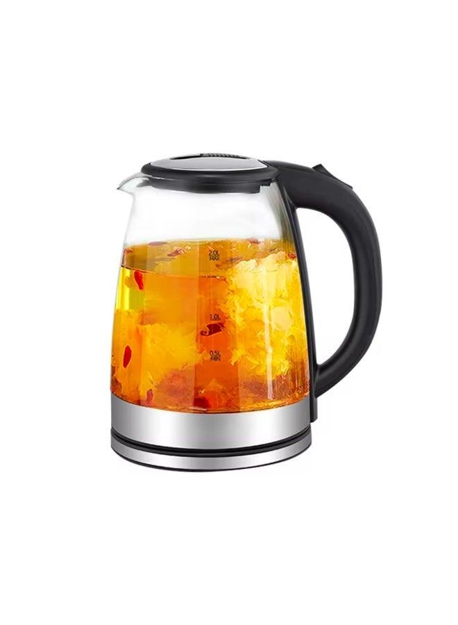 Ch.Perfect Electric Glass Kettle 2L Fast Boiling Water Heater, Stainless Steel Finish, Automatic Safety Shut-Off, Energy Saving Design, Perfect for Tea, Coffee and Family Use - Image 2