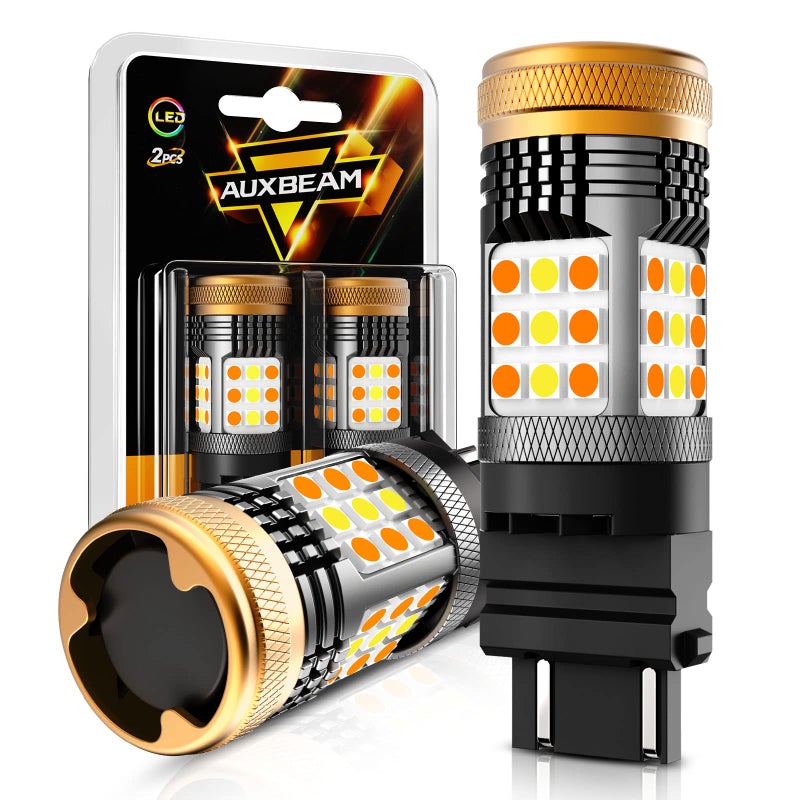 Auxbeam B21 Series 3157 Switchback LED Bulbs Built in Resistor CANBUS Error Free Anti Hyper Flash T25 3057 3457 4157 Bulbs White and Amber 600% Super Bright Turn Signal Light DRL Parking Light - Image 1