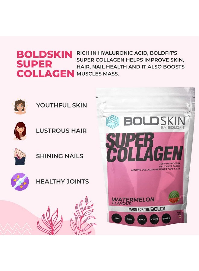 BOLDFIT Boldfit BoldSkin Collagen Powder For Women & Men - Collagen Supplements for Men & Collagen Supplements for Women Collagen Peptides Type 1 & 3, With Vitamin C, Biotin - Supports Skin, Hair, Nails & Joints - 200gm (Watermelon)  - Image 4