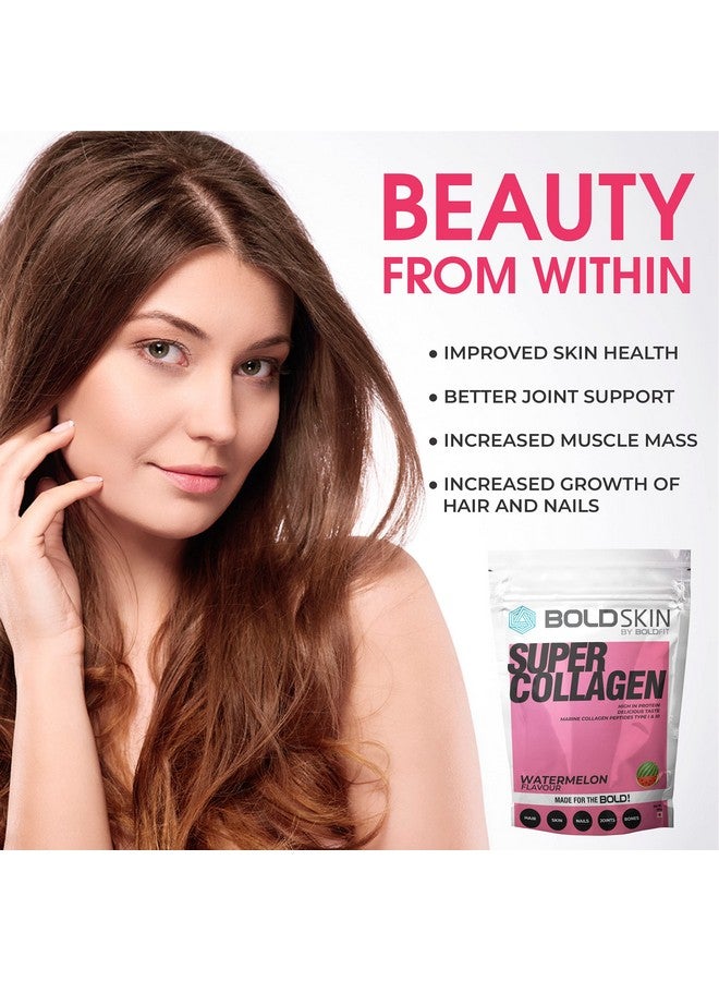 BOLDFIT Boldfit BoldSkin Collagen Powder For Women & Men - Collagen Supplements for Men & Collagen Supplements for Women Collagen Peptides Type 1 & 3, With Vitamin C, Biotin - Supports Skin, Hair, Nails & Joints - 200gm (Watermelon)  - Image 3