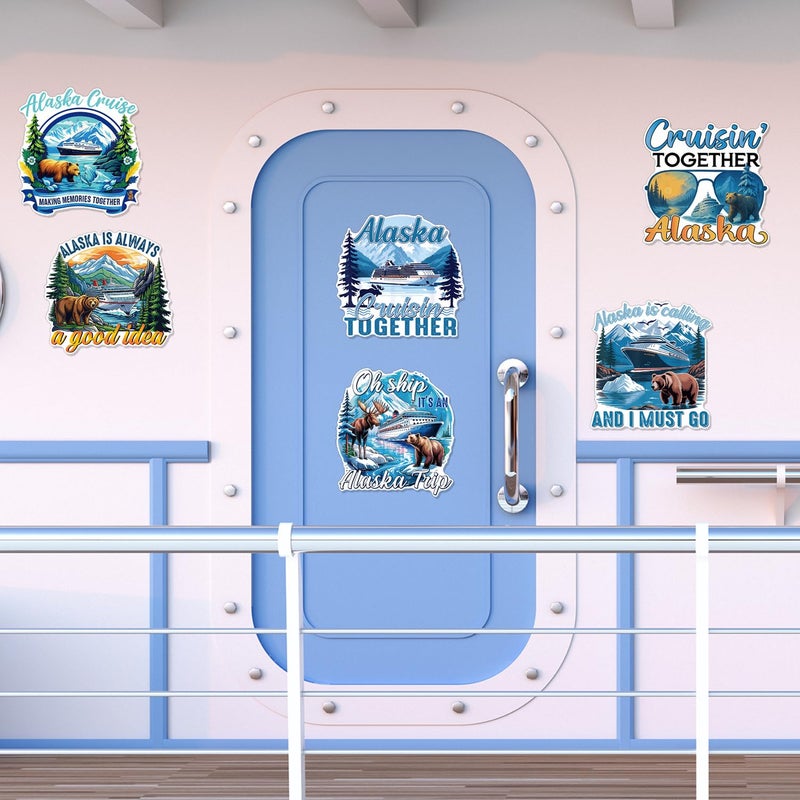 Wxiben Alaska Cruise Door Decorations Magnetic - Wxiben 6 Pcs Alaska Trip Cruise Door Magnets Alaskan Bear Reindeer Cruise Ship Door Decorations Magnets Stickers for Carnival Stateroom Cabin Party Decor - Image 4